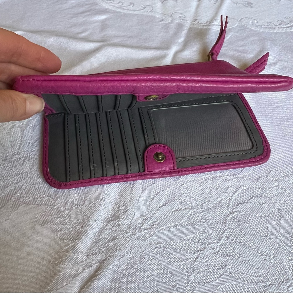 Fossil Erin flat pebble leather wallet fuchsia pink - Picture 11 of 16